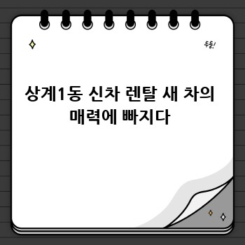 상계1동 신차 렌탈 새 차의 매력에 빠지다