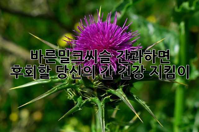 바른밀크씨슬: 간과하면 후회할 당신의 간 건강 지킴이