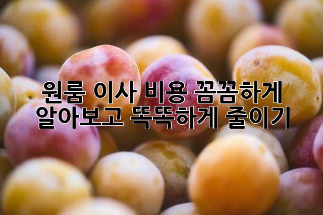 원룸 이사, 비용 꼼꼼하게 알아보고 똑똑하게 줄이기!