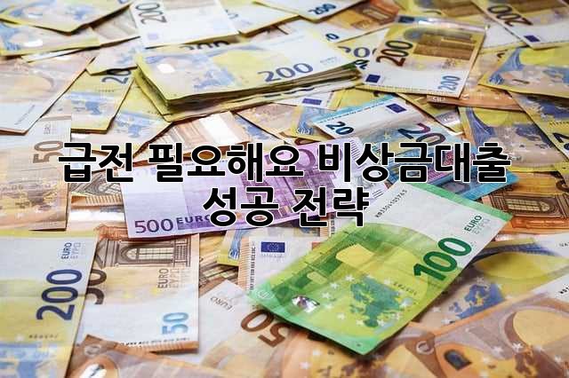 급전 필요해요? 비상금대출 성공 전략!