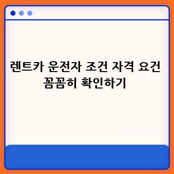 렌트카 운전자 조건 자격 요건 꼼꼼히 확인하기
