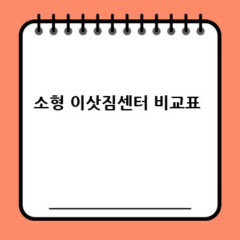 소형 이삿짐센터 비교표